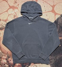 VINTAGE Y2K Nike Center Swoosh Hoodie Sweatshirt Faded Black Large