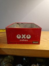 This is a vintage OXO cubes storage tin. 24 x 6s. No Lid.