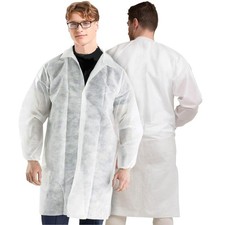 Nation Disposable Lab Coats  White - Case of 30  Durable Lab Coat for Unise...