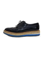 PRADA Platform Derby Wedge Sole Shoes EU40 US7 Black