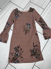 Crece Ruffle 3/4 Sleeve Dress Striped With Floral Size S Boho