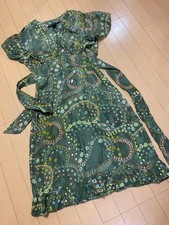 Unused Marc By Marc Jacobs Ruffle Sleeve Flower Self-Belted Dress Green M