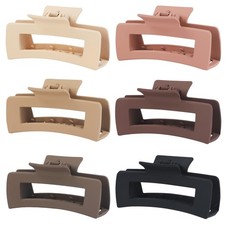 Sisiaipu 4 Inch Big Hair Claw Clips 6 Pcs Large Claw for Thick Hair Square Hair