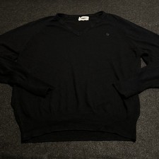 Vintage Christian Dior V-Neck Navy Sweater Mens XL Embroidered Logo Made in USA