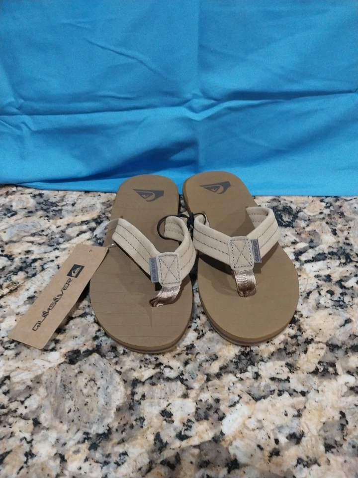 NUEVAS Chanclas Quicksilver Niños/Jóvenes Talladoras Gamuza Cuero Marrón Talla 3 Foto 3 de 4