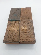 Lot Of 4 Vintage Radio Themed Letter Press Printing Blocks