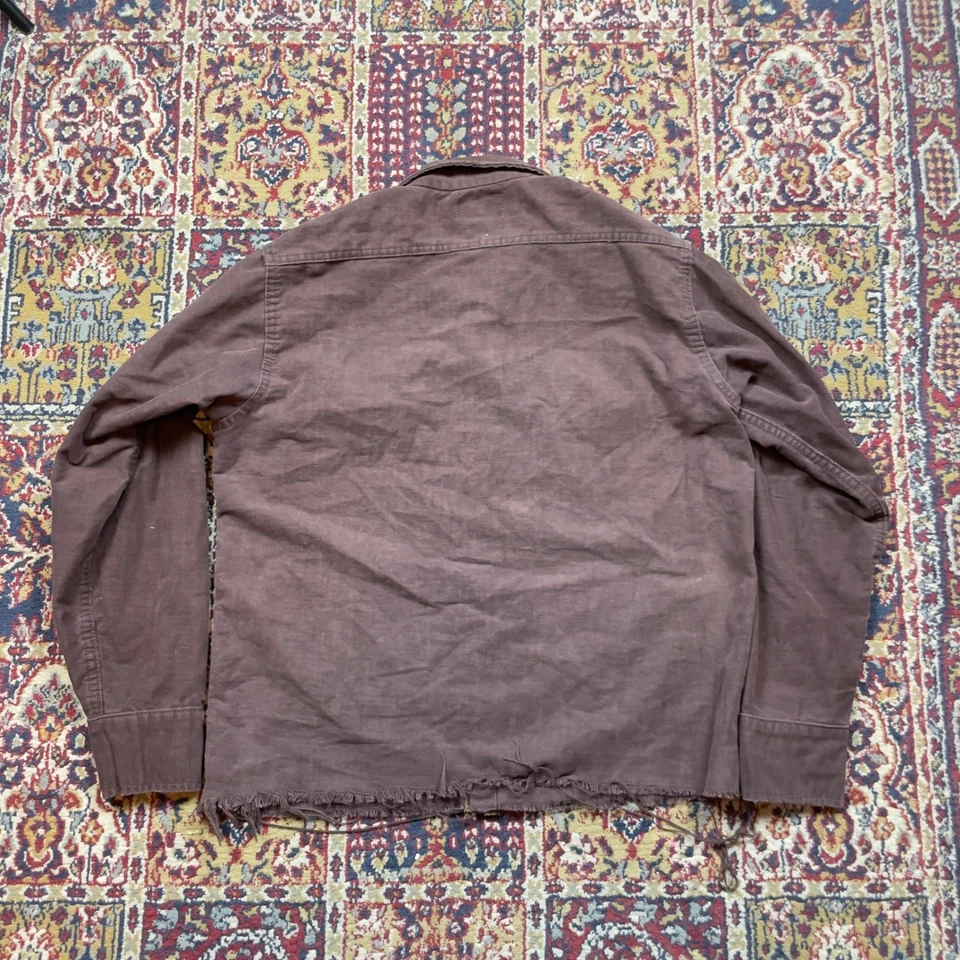 VTG 50s 60s Brown Chamois Cloth elbow patch Shirt Button Up Long Sleeve USA M - Image 2 of 4