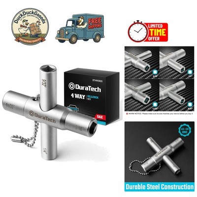 Portable 4-Way Sillcock Key with Non-Sparking Design - Essential Kit Must-Have