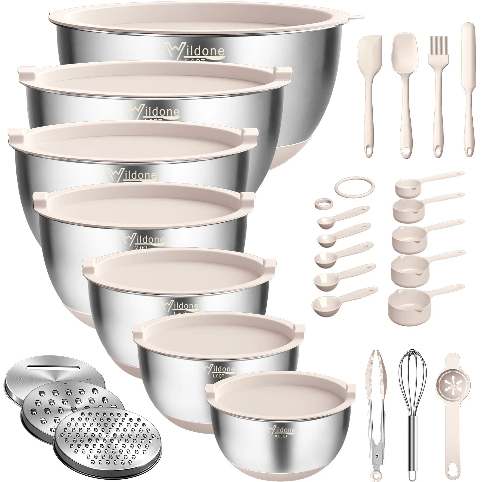 Mixing Bowls with Airtight Lids, 27 PCS Stainless Steel Nesting Bowls, with 3...
