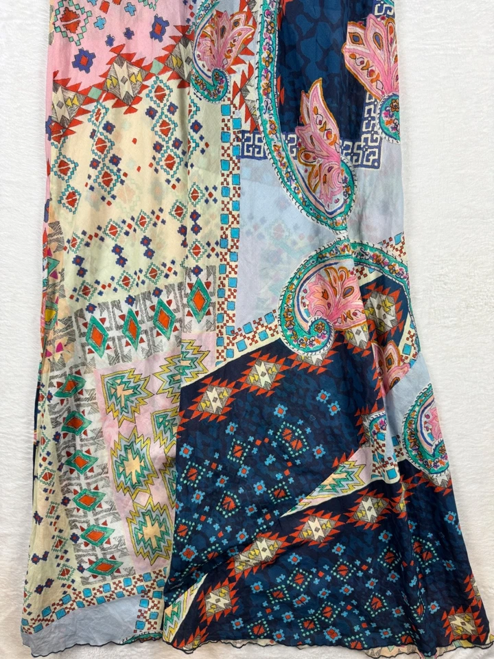 Vestido Johnny Was Maxi A Line Sin Mangas Cachemira Azteca XS 55” LARGO Sin Forro Foto 3 de 4