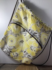 Thirty One Cinch Sac Nylon Drawstring Yellow Floral Sports Backpack