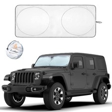 EcoNour Jeep Sunshade Black Silver Car Window Shade UV Protection Windshield ...