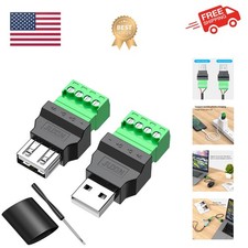 Solderless USB 2.0 Connectors,Portable DIY USB Screw Terminal Block Male Fema...