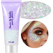 Clear White Holographic Body Glitter Gel - Perfect for Festivals  Halloween