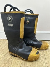 Men’s BLACK DIAMOND Rubber Steel Toe USA Firefighter Fireman Boots UK 9.5