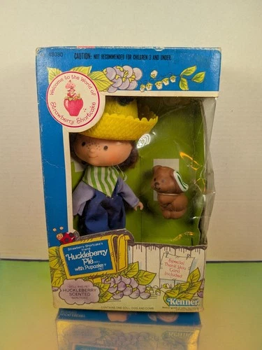 NEW OPEN BOX 1982 KENNER STRAWBERRY SHORTCAKE HUCKLEBERRY PIE BOX DAMAGE VTG