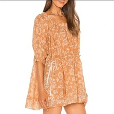 Free People Nora Nightie Dress in Straw Combo Oversized Small Sundress