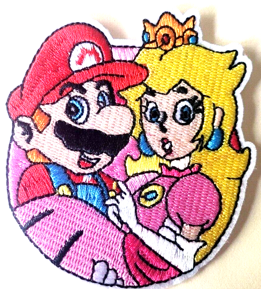 Mario & Princess Multi-Color Iron-On Embroidered Patch 🔥