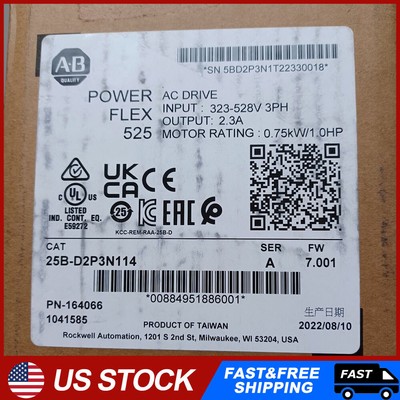 NEW Sealed Allen-Bradley 25B-D2P3N114 PowerFlex 525 AC Drive Free Shipping