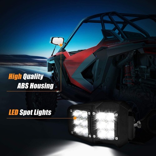 espejos retrovisores laterales con foco LED de lente transparente UTV offroad - Picture 3 of 8
