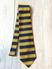 Brooks Brothers Makers Silk Repp Neck Tie Made In USA Blue Gold Striped 58 Inch