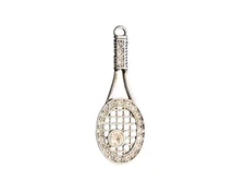 Tennis Racquet Clear Crystal Charm Only Jewelry Assembly Beads Craft Supplies