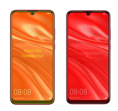 2x Schutzfolie für Huawei Nova Lite 3 inkl. Rundung Flex Folie dipos Display