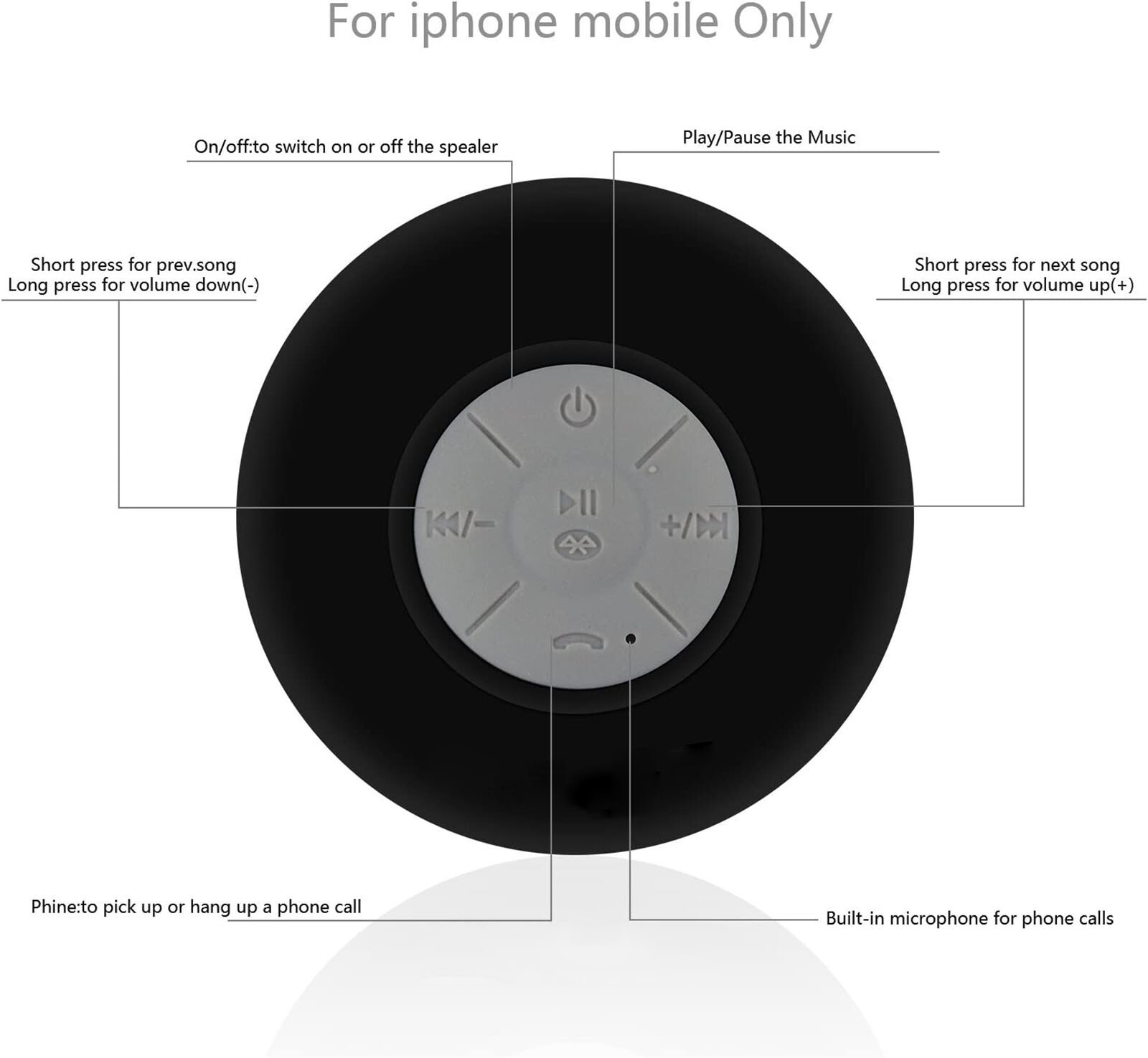 OFFERTA Cassa Doccia Bluetooth BTS-06 Nero - Prezzo Shock Wireless - 4
