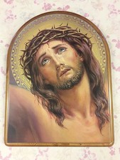 QUADRO DEL VOLTO DI CRISTO IN LEGNO MASSELLO CON STAMPA ORO A CALDO CM 33 X 43