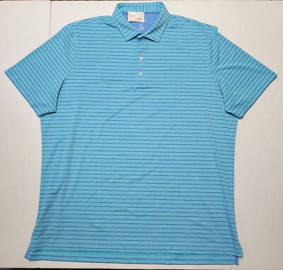 JOHNNIE-O Newton 2XL Ibiza Blue Striped Short Sleeve Men's Polo Shirt NWT XXL