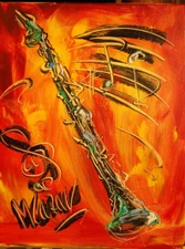 CLARINET Modern Abstract   Original Oil Painting  IMPRESSIONIST ARTIST 3t234t