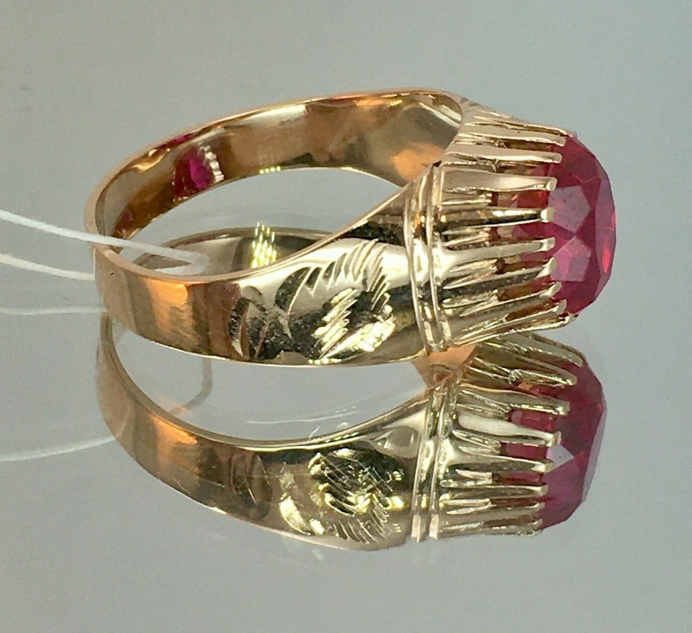 USSR Vintage Original Rose Ruby (lab. made) Ring … - image 5