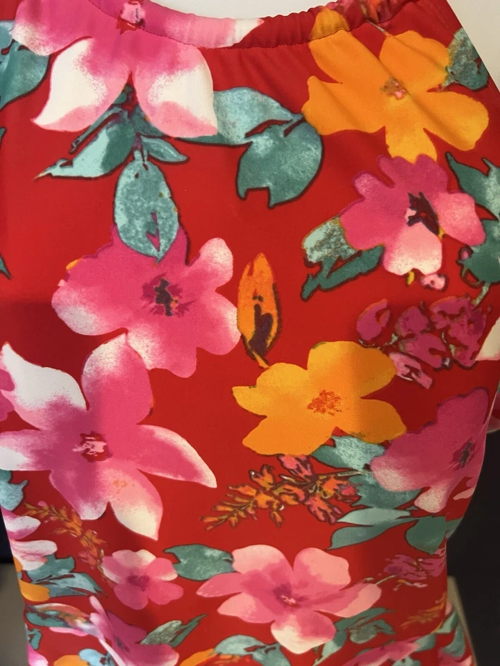 女式 Isaac Mizrahi QVC 坦基尼风格游泳背心背心花卉 16 码 — 第 2/4 张图片