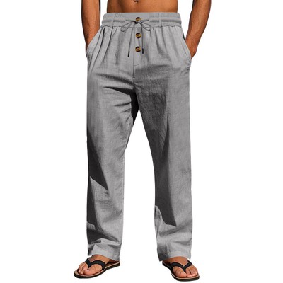 Men's Spring Autumn Breathable Loose Casual Sports Pants Solid