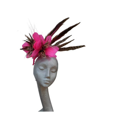 Flo - fluoreszierend rosa & natürliche Feder faszinator