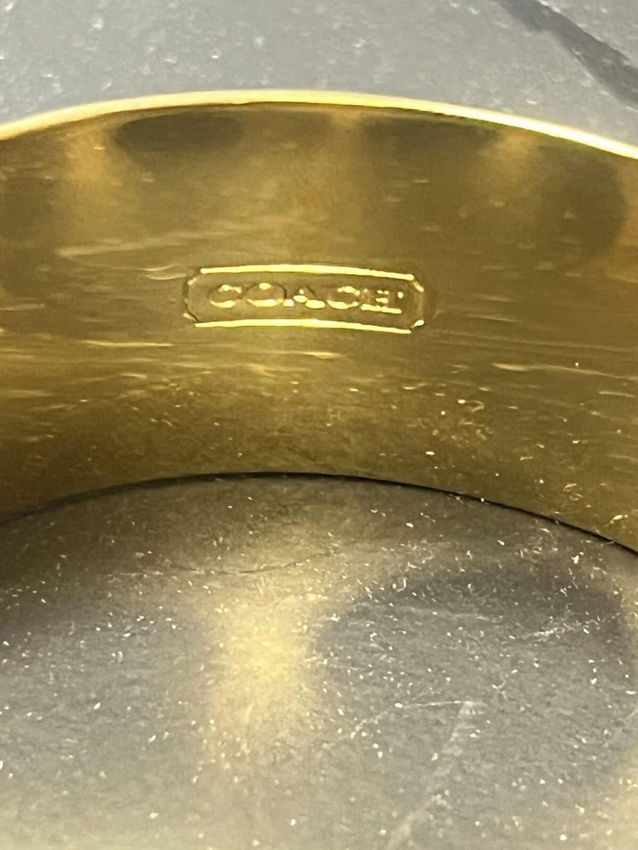 Coach CC Logo Wide Gold Signature Chunky Bangle Bracelet - 1