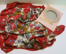 100 Silk 42" Square Scarf Women's Vintage Floral Print Soft Hijab Wraps w/Box