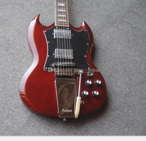 Hot Sale Wine Red Electric Guitar Engraved Vibrola Maestro Tremolo Pearl