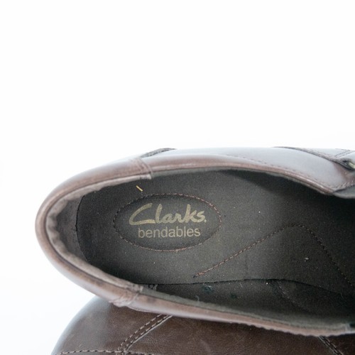 Clarks Brown Leather Booties Side Zip Clog Shoe Heels Womens Size 7 M - Picture 13 of 18