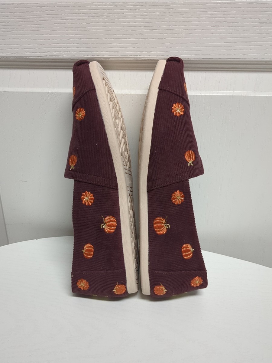 TOMS Alpargata CloudBound Burgundy Corduroy Pumpkins Women's US 12