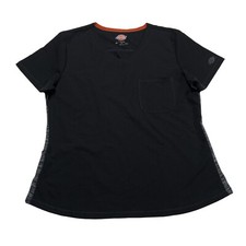 Dickies Black Short Sleeve Medical Scrub Top Women s Size L