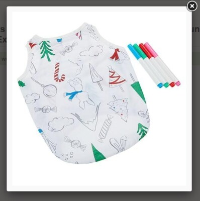 New SUNDAY BRUNCH Color Me CHRISTMAS Dog Shirt S M L 4 Markers Included Unisex