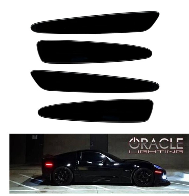 Ghosted Black Front & Rear LED Side Marker Lights For 20132015 C6