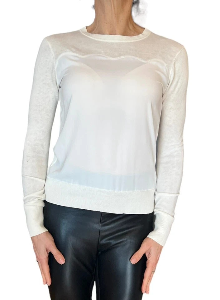 Suéter festoneado para mujer Ted Baker mezcla de seda marfil pulga tejido-detalle 0 EE. UU. 2 Foto 3 de 4