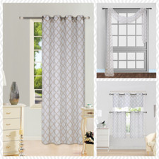 1 PANEL GROMMET PRINTED VOILE SHEER WINDOW CURTAIN TREATMENT IVORY / TAUPE