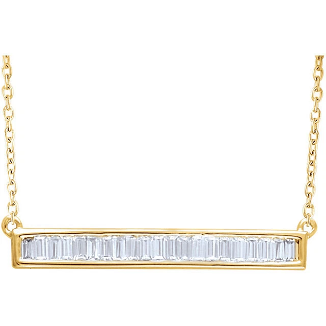 Diamond baguette bar best sale necklace