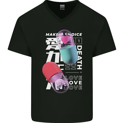 Make A Choice Love Or Death Herren V-Neck Cotton Maglietta