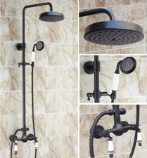Wall Mount Bathroom Rain Shower Faucet Set Oil Rubbed Brass Mixer Tap 2rs515