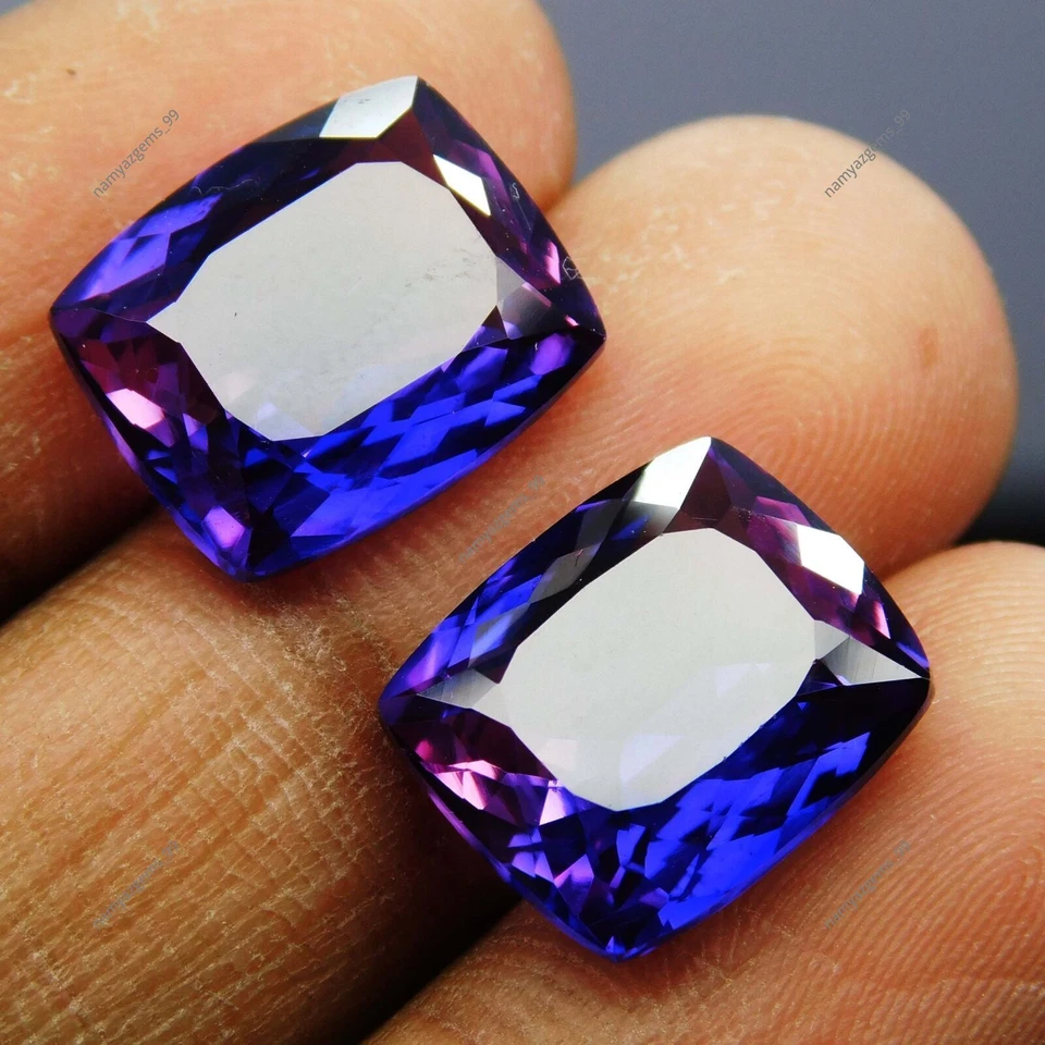 Extremely Natural PURPLE Tanzanite 16 Ct Cushion CERTIFIED Loose Gemstone - Image 4 of 4