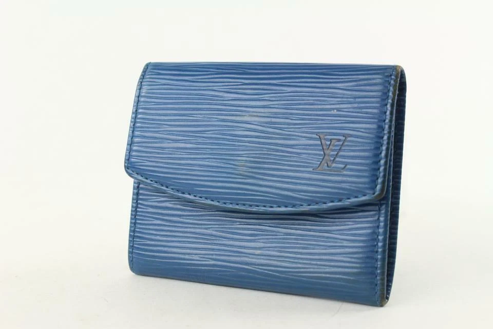 Louis Vuitton Blue/White Checkered Zippered Change Purse, in Box